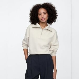 Gap Oversized New Quarter Zip Sweatshirt Medium in Color Tan Chino Off White